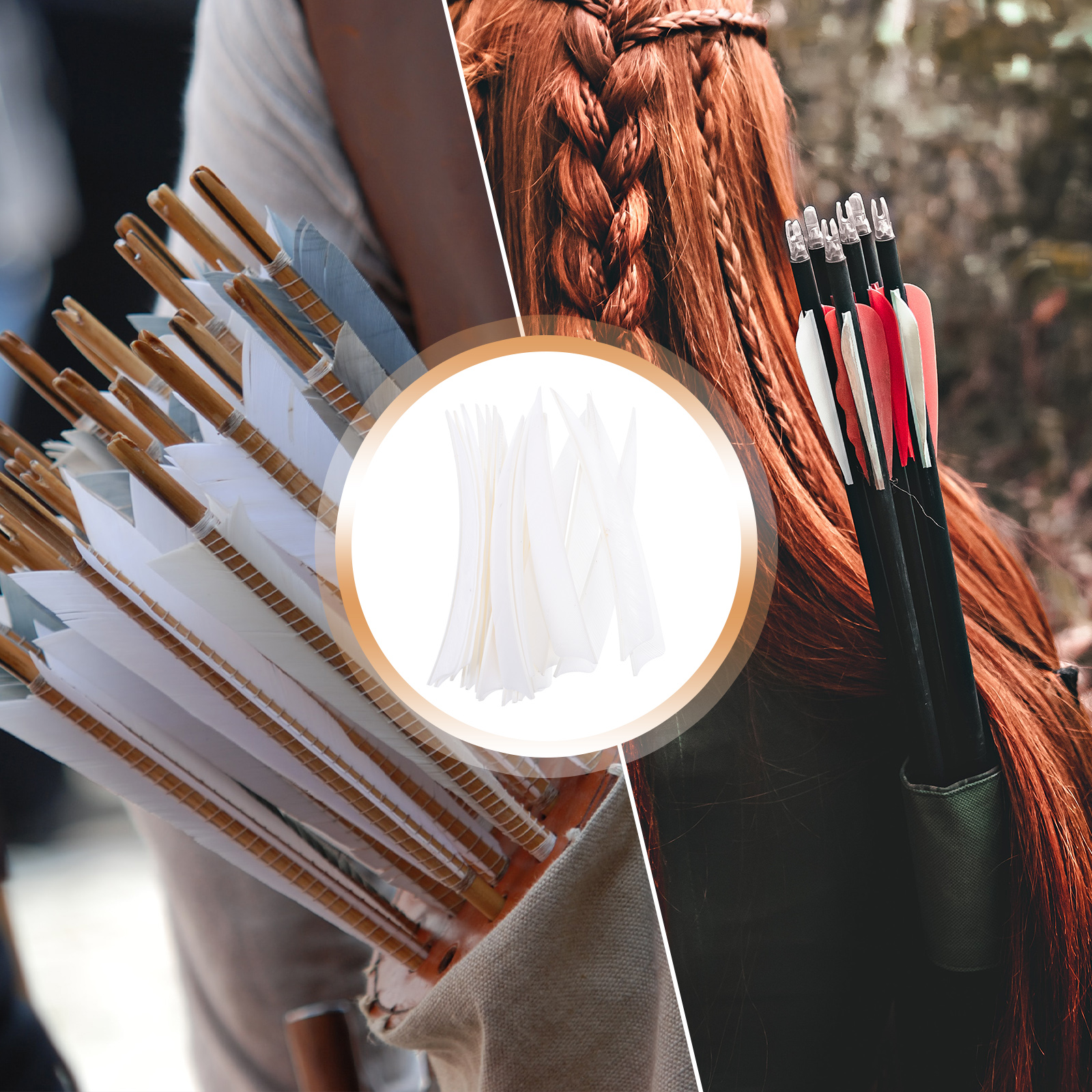 20pcs Turkey Durable Replacement Tail for Bow Stabilizing Flight Replacement Arrow Tail Archery Hunting