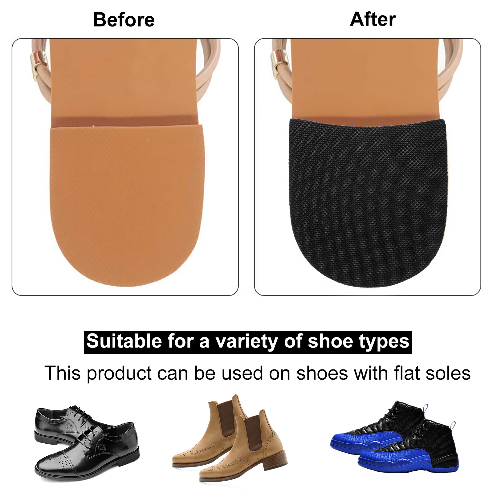 3 Pairs Non-slip Stickers Shoe Sole Anti-skid Protector Front Feet Anti-slip Rubber Grip Cushion