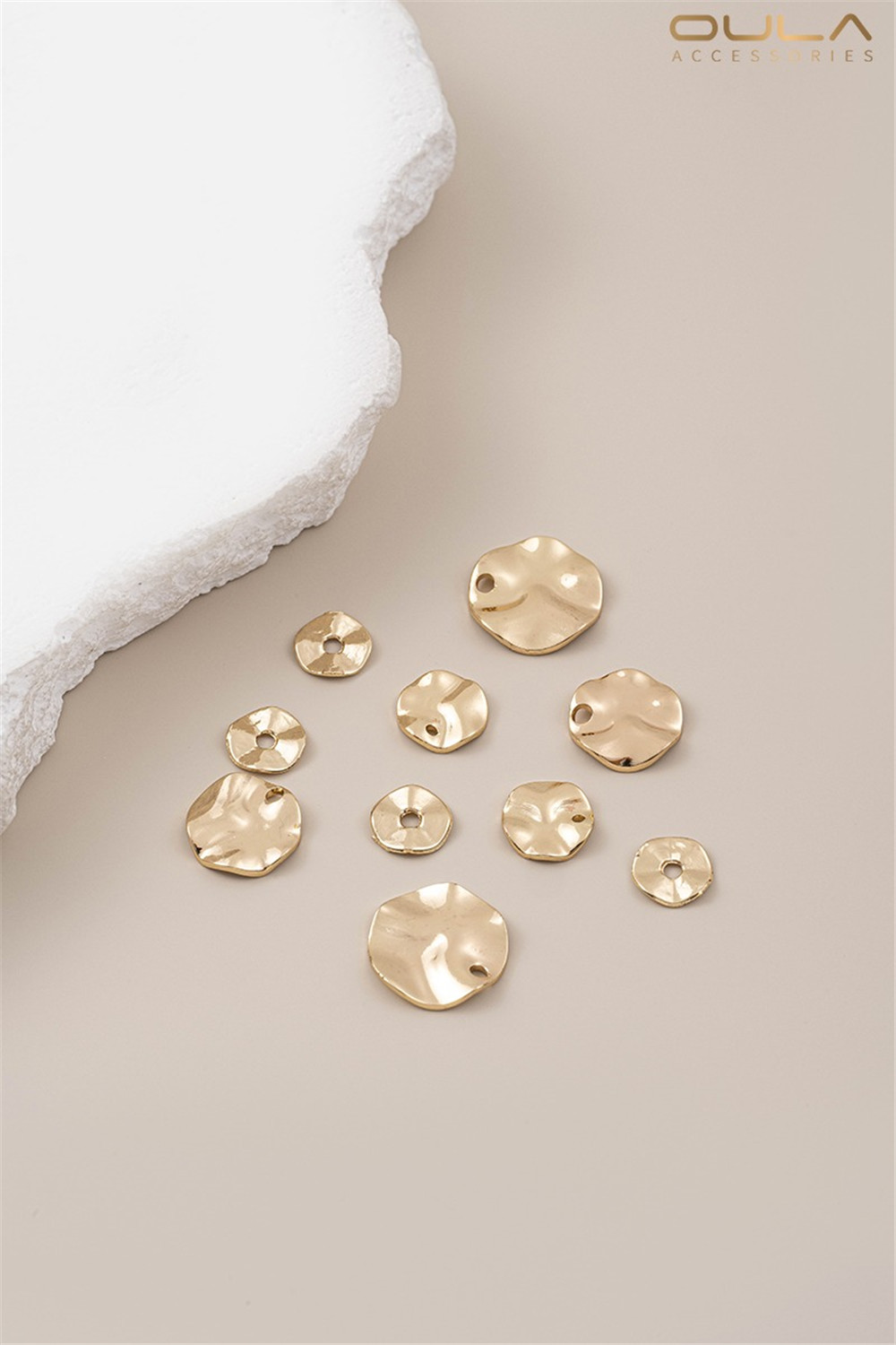 14K Gold-Color Plated Copper Wrapped Real Gold Color Wave Curved Circular Pendant DIY Ear Jewelry Earring Pendant Accessories