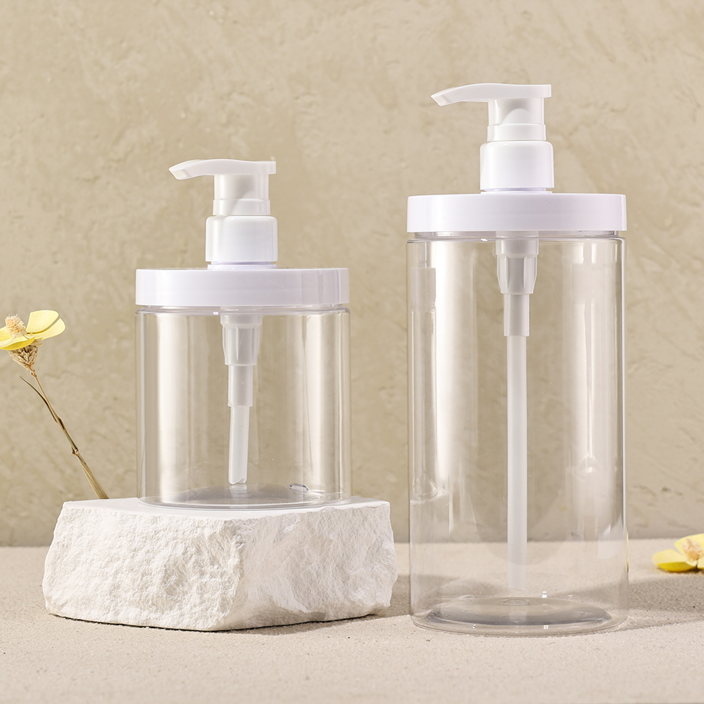 1PC 500ml/1000ml Plastic Pump Bottle Dispenser Wide Mouth Refillable Empty Bottle for Travel Shower Soap