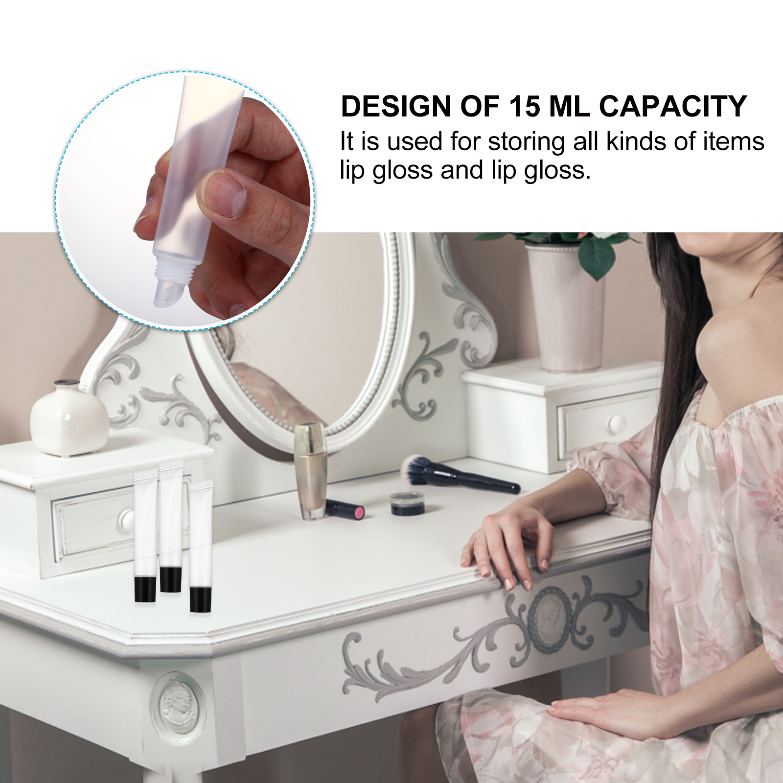 50 Pcs Empty Lipstick Tube Container Gloss Bottle Squeeze DIY Balms Clear Plastic