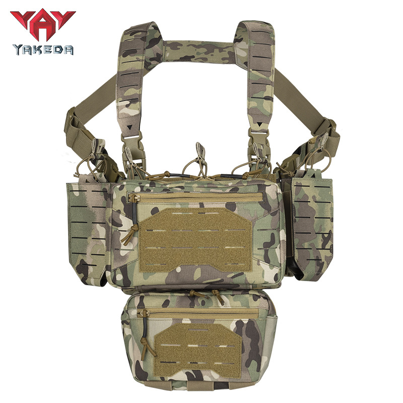YAKEDA Tactical Chest Mini Rig Vest with Magazine Pouch Adjustable Detachable Laser-cutting Molle Modular Chest Vest