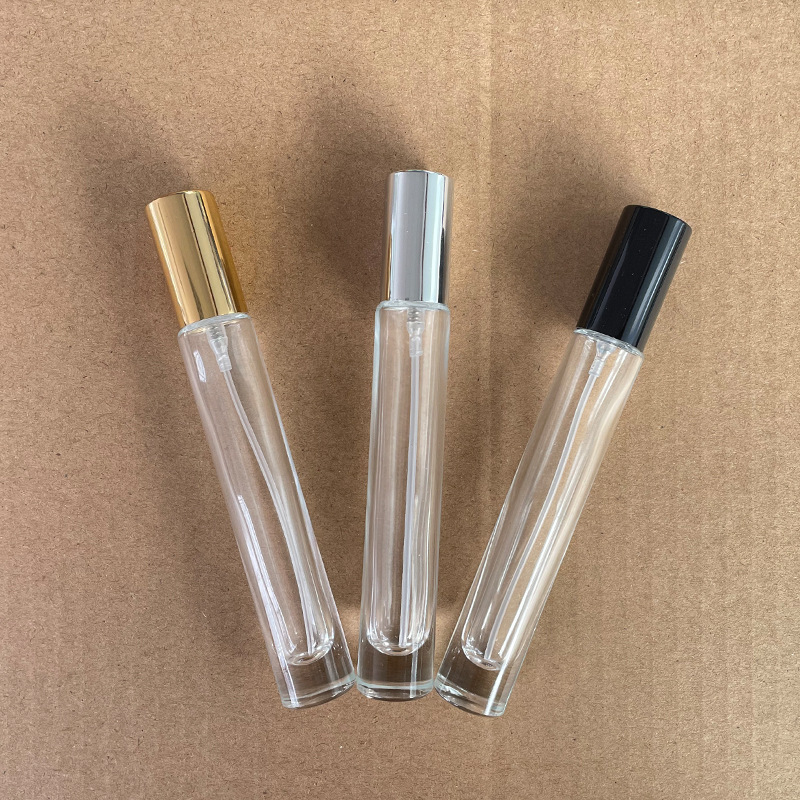 10/20/50/100pcs 10ml Long Straight Circle Glass Perfume Spray Bottle Essential Oil Cosmetics Refill Bottles