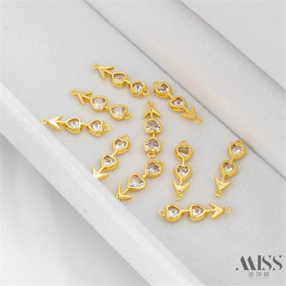 14K Gold-plated Wanjian Piercing Double Ring Connecting Piece Accessories DIY Buckle Handmade Bracelet Necklace Jewelry Material