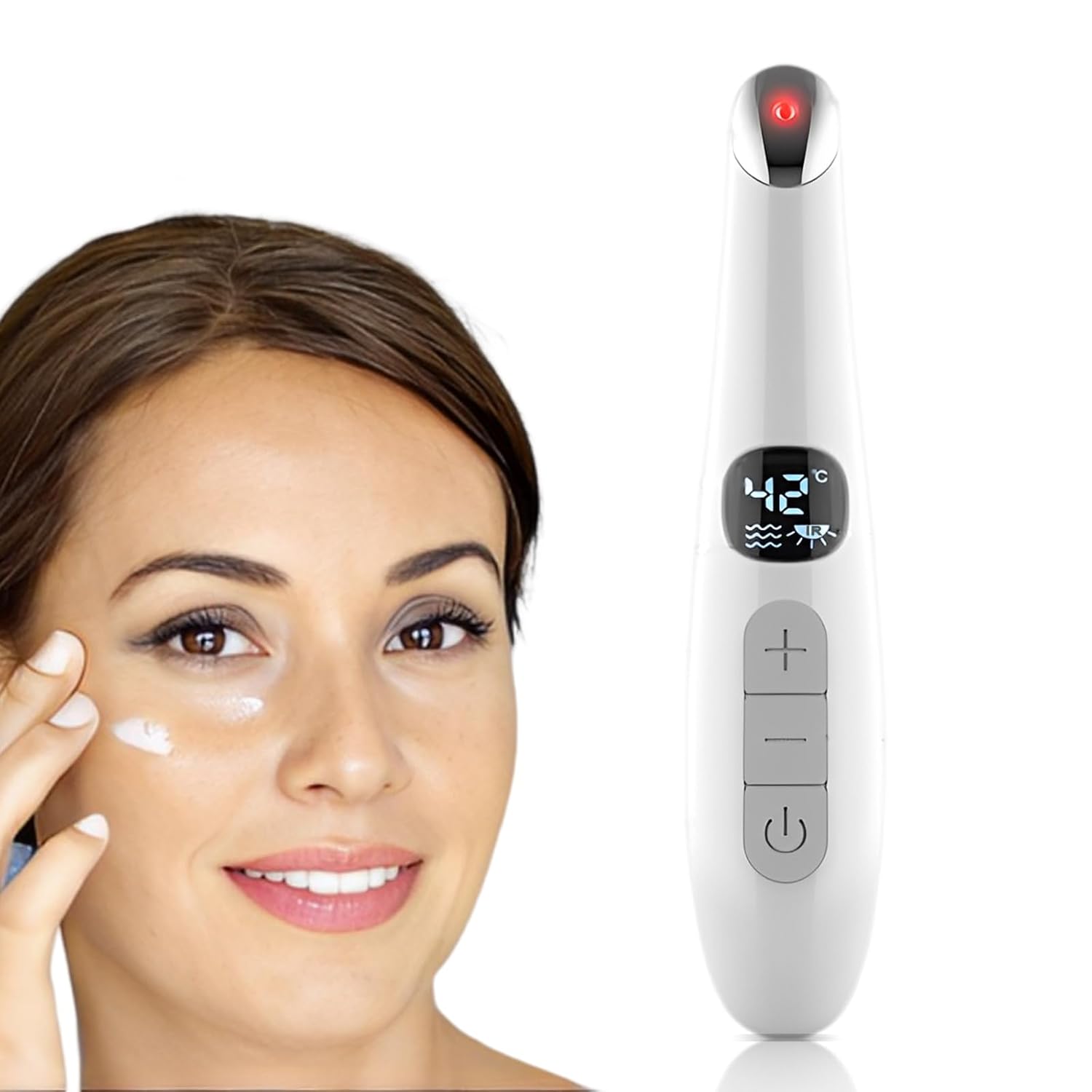 3 in 1 Eye Lift Beauty Device Vibrating Red Light 98°F to 113°F LCD Display Eye Massager Wand for Dry Eye Dark Circle Puffiness