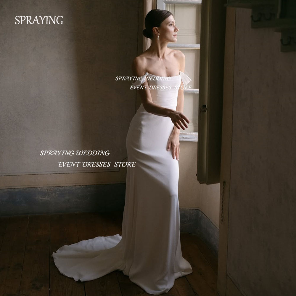 SPRAYING Elegant O Neck Wedding Dress Strap Off Shoulder Bridal Gowns Mermaid Long Sweep Train Robe De Mariée Customized 2025