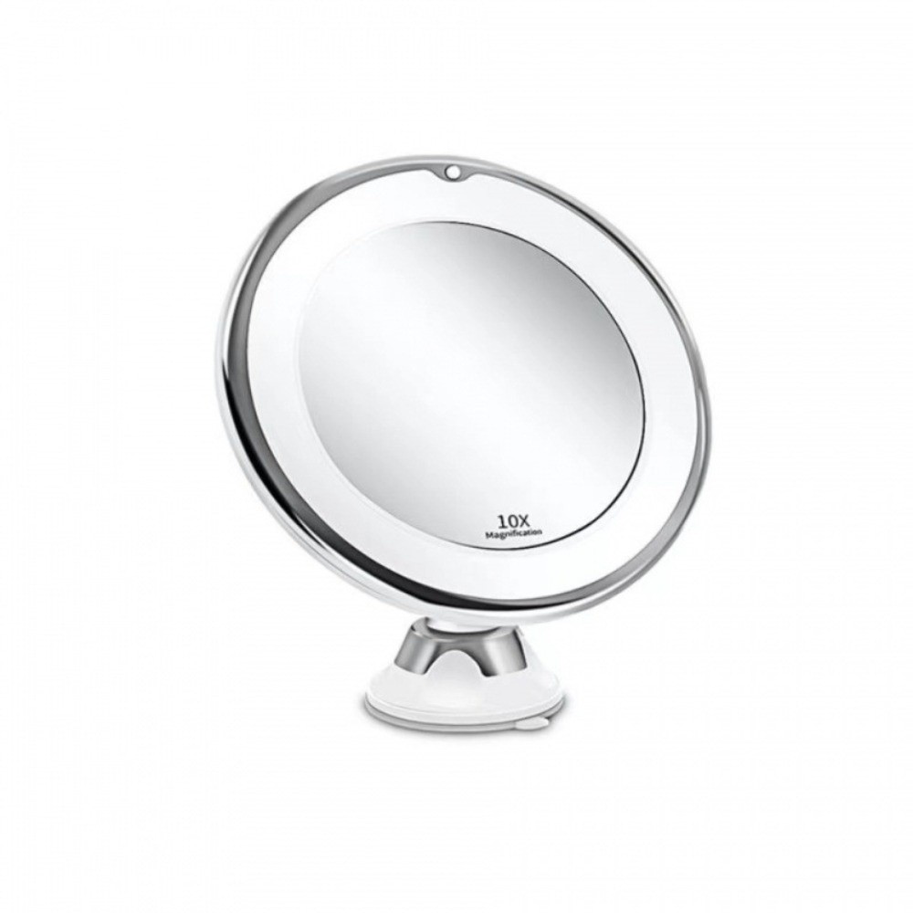 Flexible 10x Magnifying Travel Makeup Mirror 3 Color Lighting Modes Touch Screen Touch Screen Vanity Mirror Bottom Sucker
