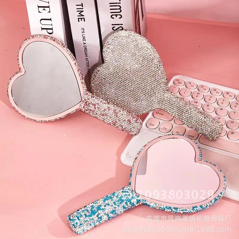 Diamond Hand Mirror ABS Fashion Premium Beauty clay diamond mirror handle stick