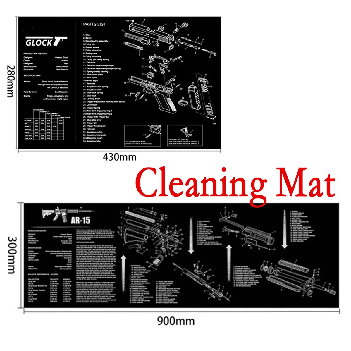 Hunting 430 x 280 mm Gun Cleaning Rubber Mat Mouse Pad Diversify Model For Glock 42 43 1911 P320 SR MP XD PX4 Walther PPQ
