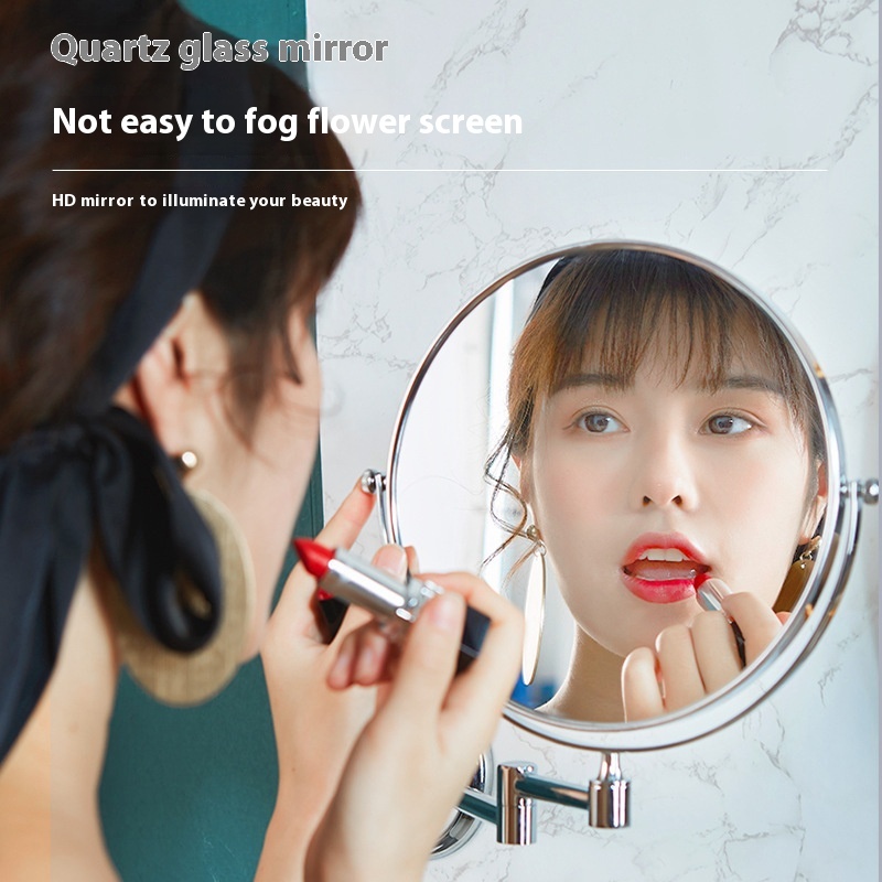 Telescopic Household Stainless Steel Girl Makeup Mirror Hd Makeup Mirror Hanging On The Wall 3X Magnification Beauty Mirror