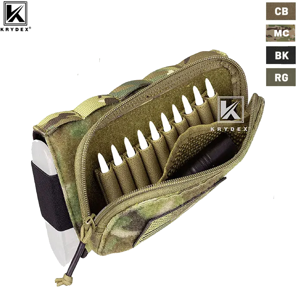Krydex Tactical Buttstock Rifle Stock Shotgun Cartridge Ammo Shell Holder Hunting Utility Accessories Pouch