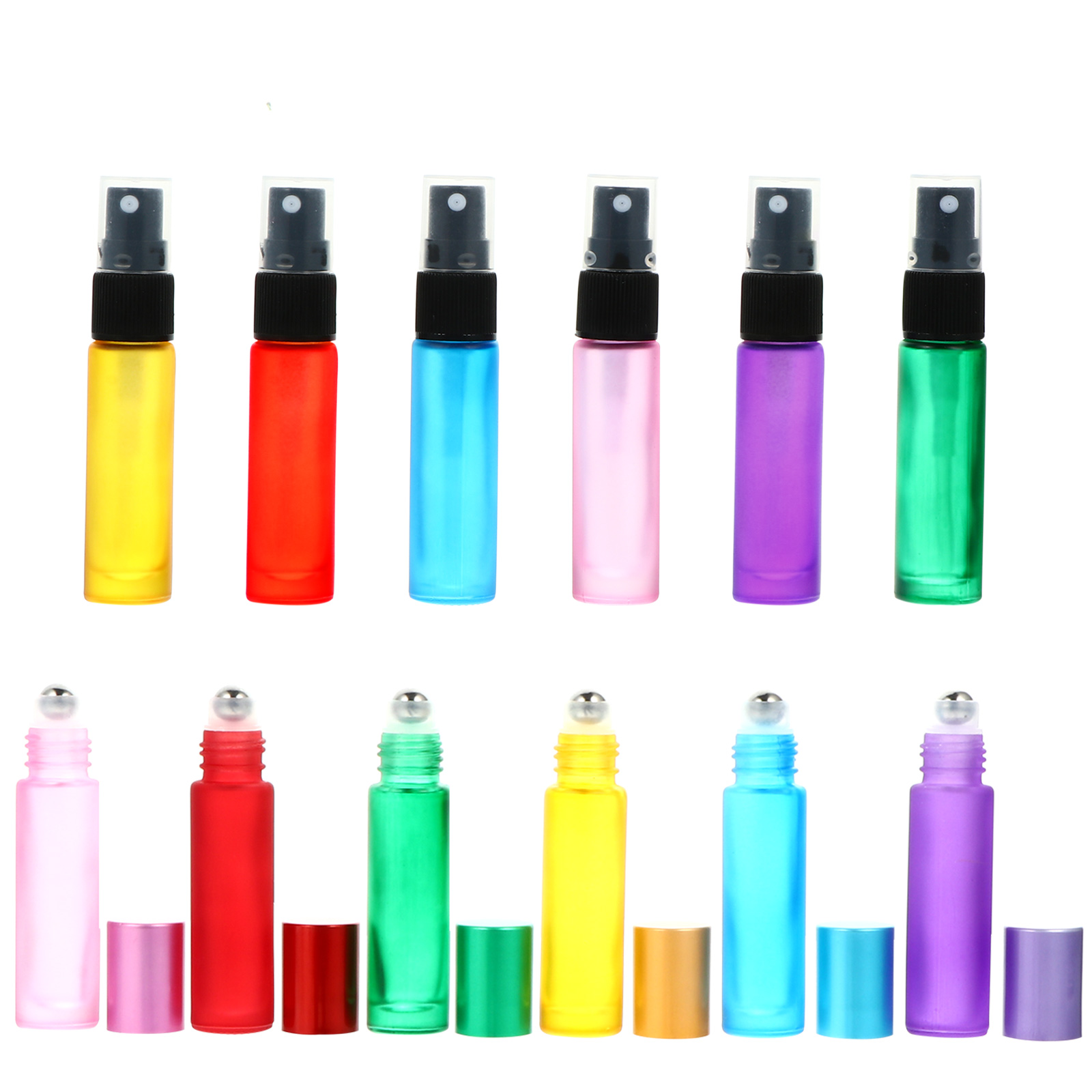 Essential Oil Perfume Roller Bottles 10ml Glass Frosted Reusable Chic Stylish Daily Use Travel Size Yoga Sports Bag