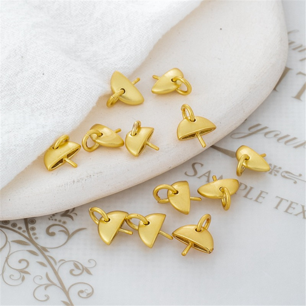1pcs 18k Gold Color Sandblasting Gold Matte Semicircle with Pin 9mm Pendant Bracelet Necklace Diy Earrings Charm Accessories