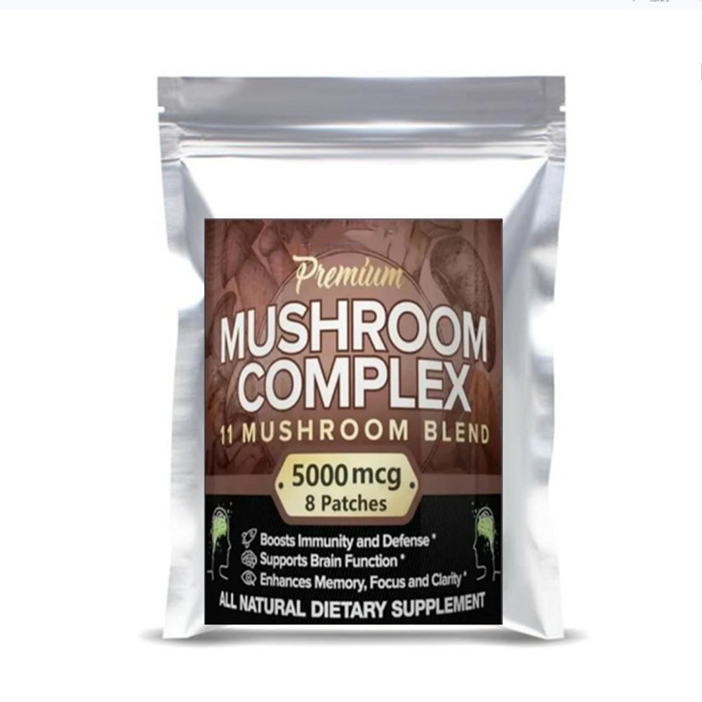 7-Blend Lions Mushroom Supplement with Cordyceps Chaga Reishi Turkey Tail Maitake Shiitake - Transdermal Patches Made in USA