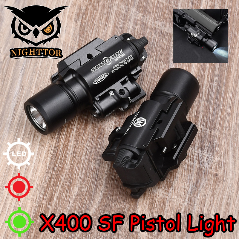 Tactical WADSN X400 X400U Ultra Metal Pistol Light Surfire Red Green LED M300 M600 Flashlight Weapon Hunting For 20mm Rail