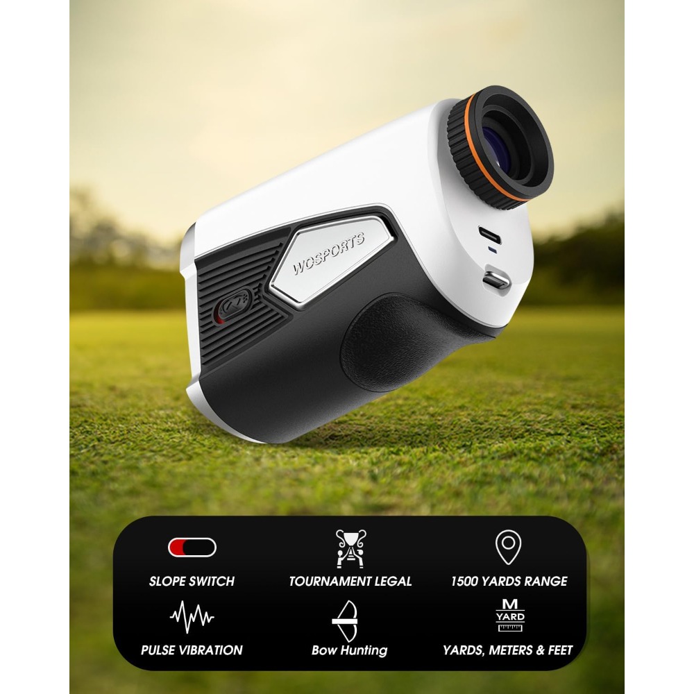 Golf bevel rangefinder, 1500 yards pin lock vibration rangefinder, 7x magnification, magnetic fixation, rechargeable