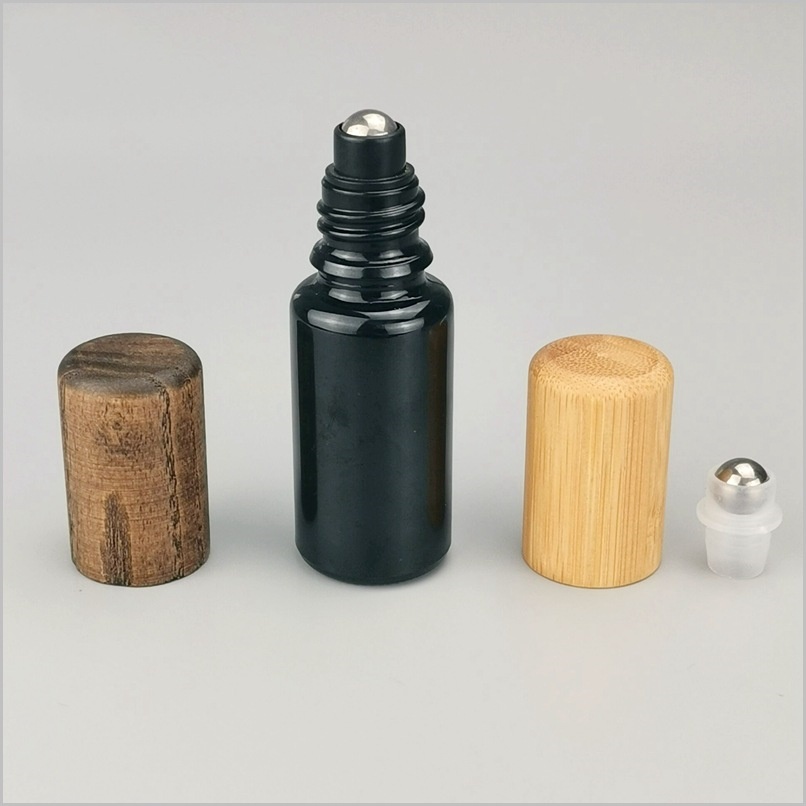 Bamboo Roller Ball Lids for Doterra Glass Small Bamboo Glass Roller Ball Bottles for Cosmetic Perfume Essential Oil Screw Cap