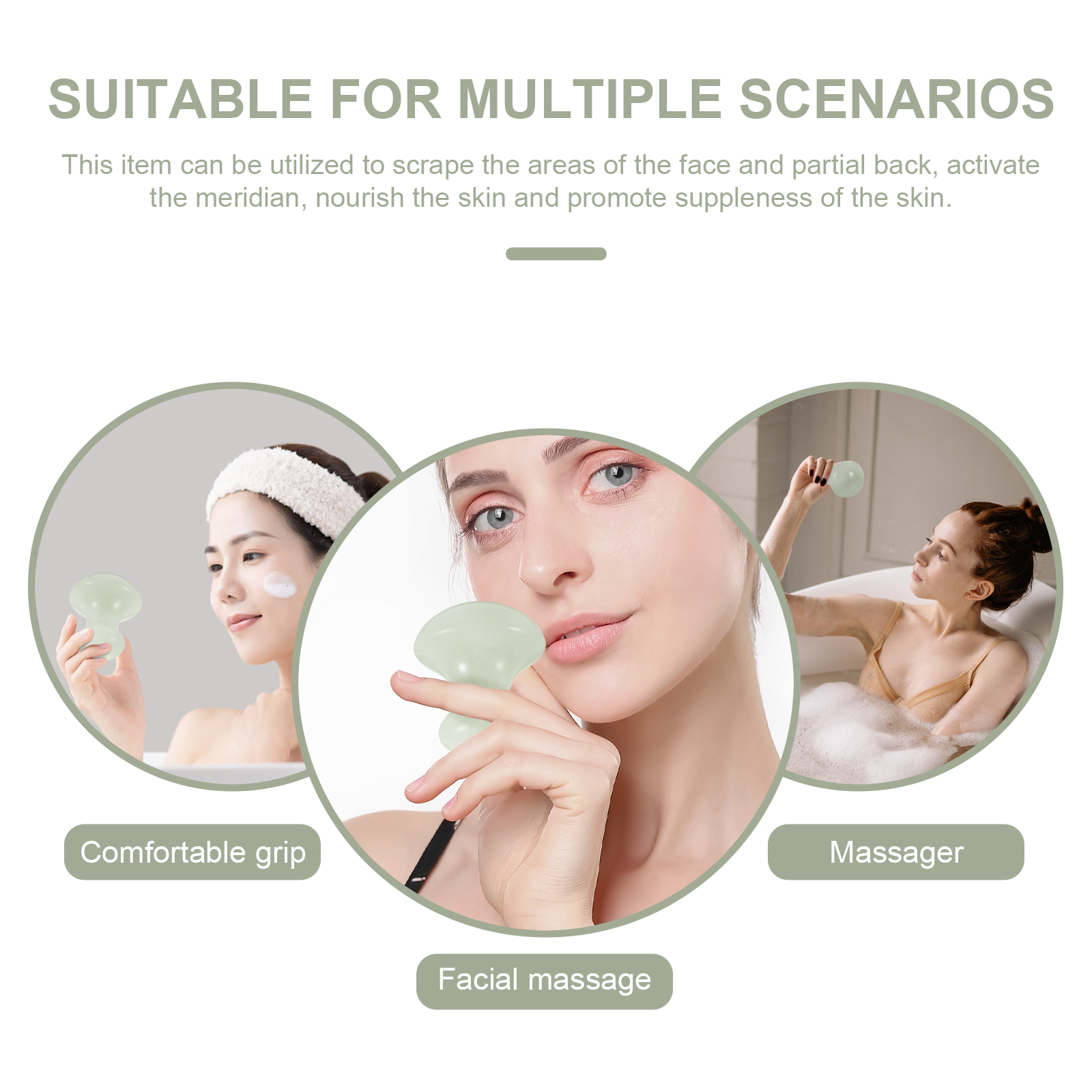 1pc Mushroom Massager Gua Sha Roller Facial Scraping Tool Face Massage Supply Body Relaxation Pink Quartz Crystal Stone Promote