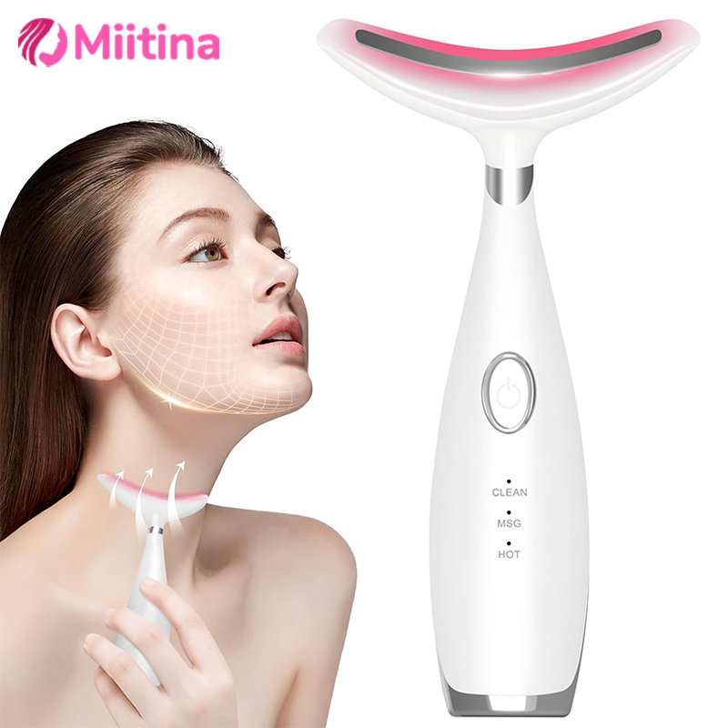 Face Neck Lift Beauty Device EMS Facial Massager LED Light Therapy Double Chin Eliminate Rejuvenation Tightening Anti Wrinkle
