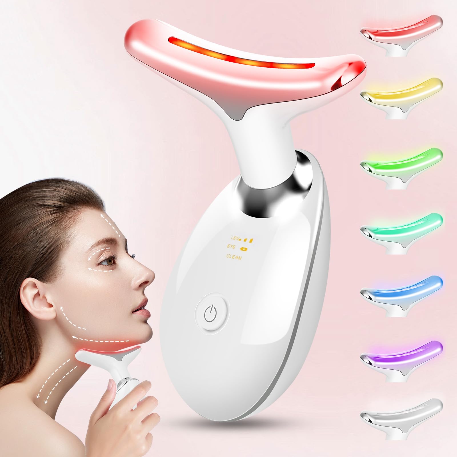 Face Massager Tool, Facial Massager 7 Color, Facial and Neck Massager, Multifunctional Facial Skin Care Tool, Face Neck Massager