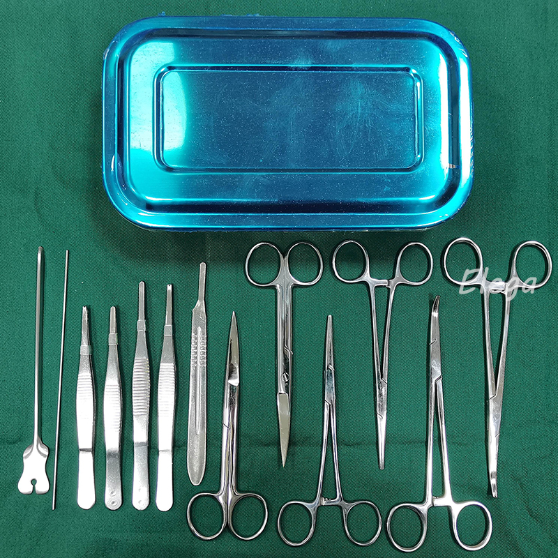 Small Surgery Box 14pcs Minor Surgery Set Surgical Stainless Steel Instrument Kits