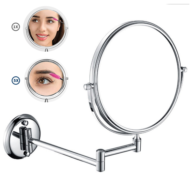 8 Inch 360 Degree Swivel 3x 5x 10x Magnifying Makeup Mirrors Wall Mount Two Sided Bathroom Magnification Vanity Mirror Flexible
