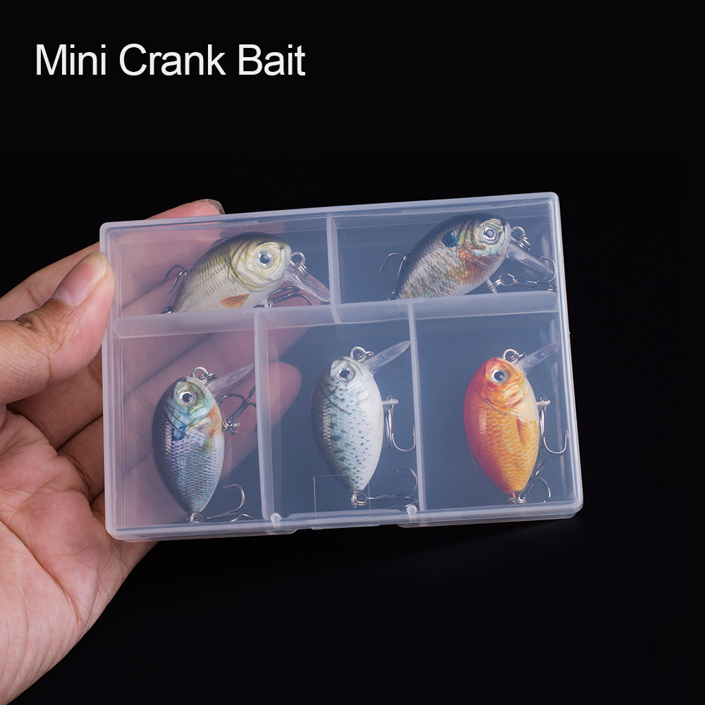 5pcs Suit Mini Crank Bait 40mm 4g Floating Micro Wobbler Crankbait Noisy Fishing Lures For Freshwater Hard Artificial Minnow