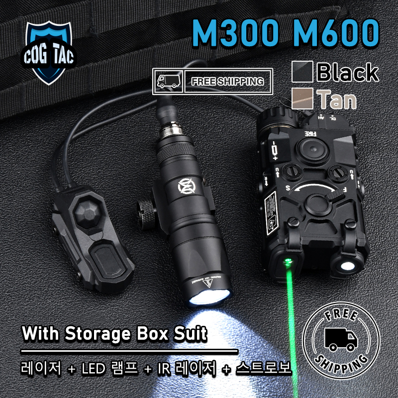 New Tactical OGL laser Pointer Suit Surefir M600C M300A Flashlight 600LM Red Green Laser AXON Switch With DBAL L3 NGAL PEQ15