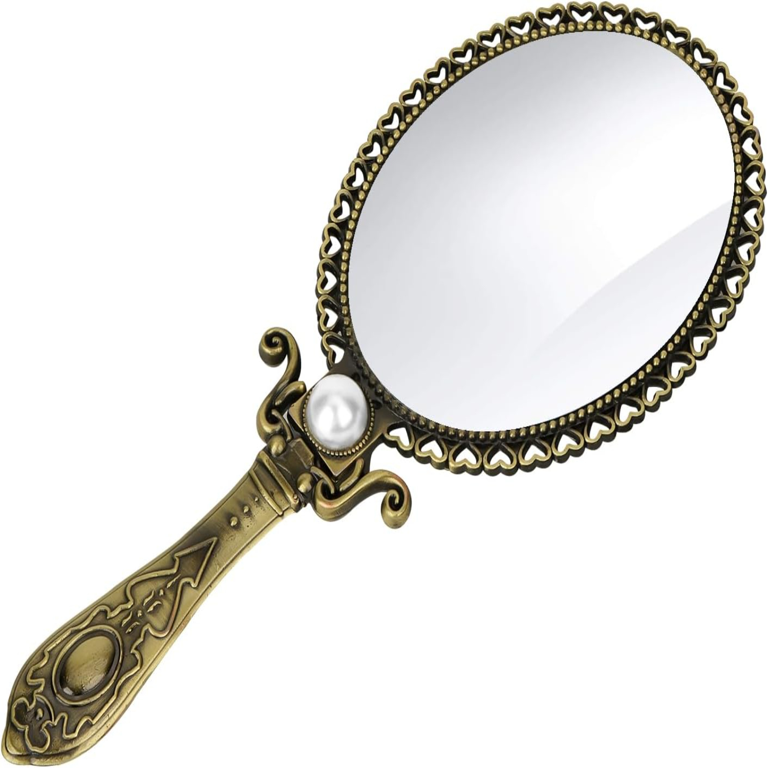 Decorative Hand Held , Vintage   with Handle, Small Hand  with Stand, Portable Folding  for Makeup Travel Purse, Birthday Gifts