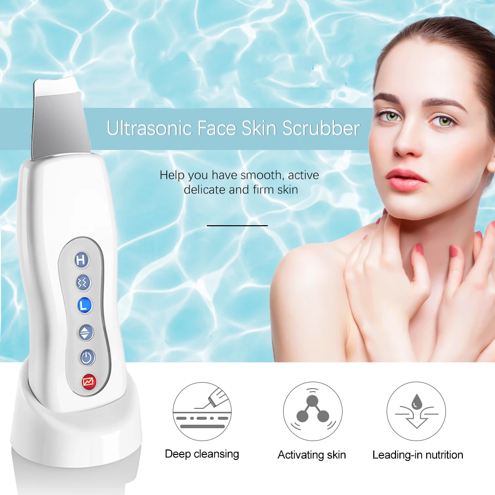 Ultrasonic Skin Scrubber Cleaning Face Cleanser Acne Remover Facial Lifting Massager Ultrasound Skin Care Peeling Clean Machine