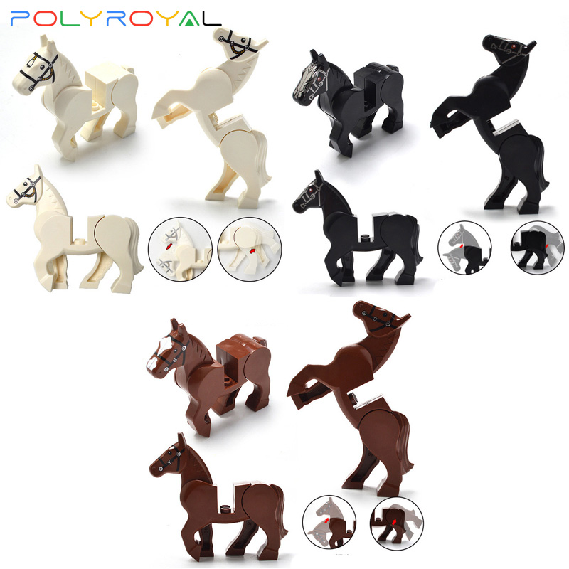 Animals Series Building Blocks Brown Black White War Horse ducational Creative toys for childrens kids party gift 10509