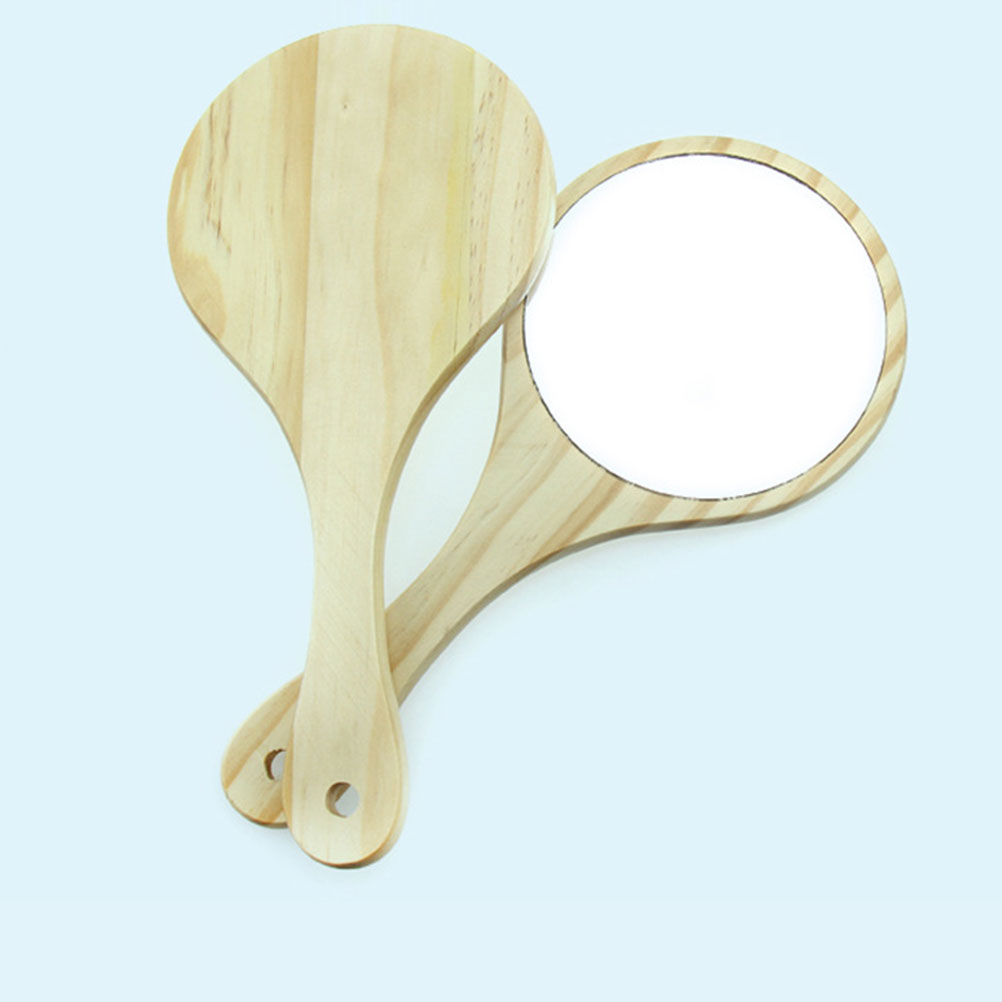 1Pcs Exquisite Hollow-out Makeup Mirror Comb Set Vintage Portable Wooden Mirror Hair Gifts for Woman Lady