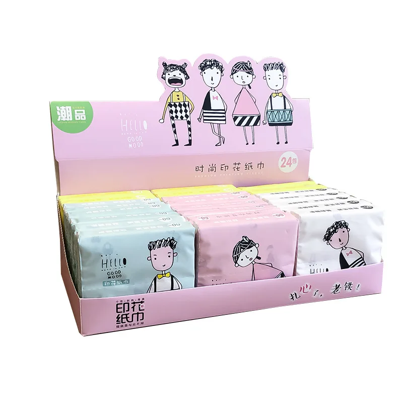 40 Disposable Facial Tissue Thickened Cute Colorful Cartoon Printed Napkin Portable Toilet Paper Random