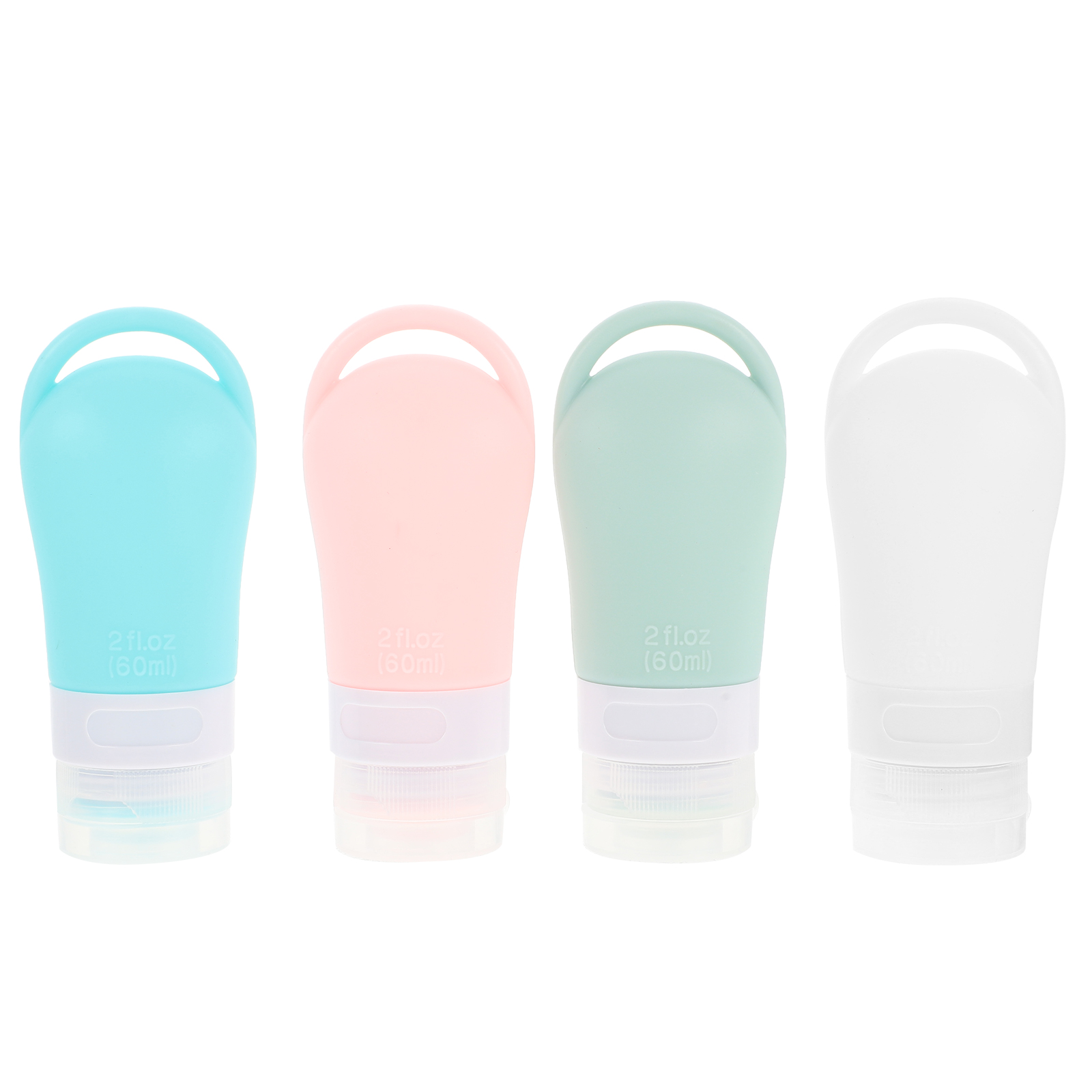 4pcs Silicone Travel Bottles Leakproof Reusable Lightweight Durable Portable Containers for Lotion Hanging Multi