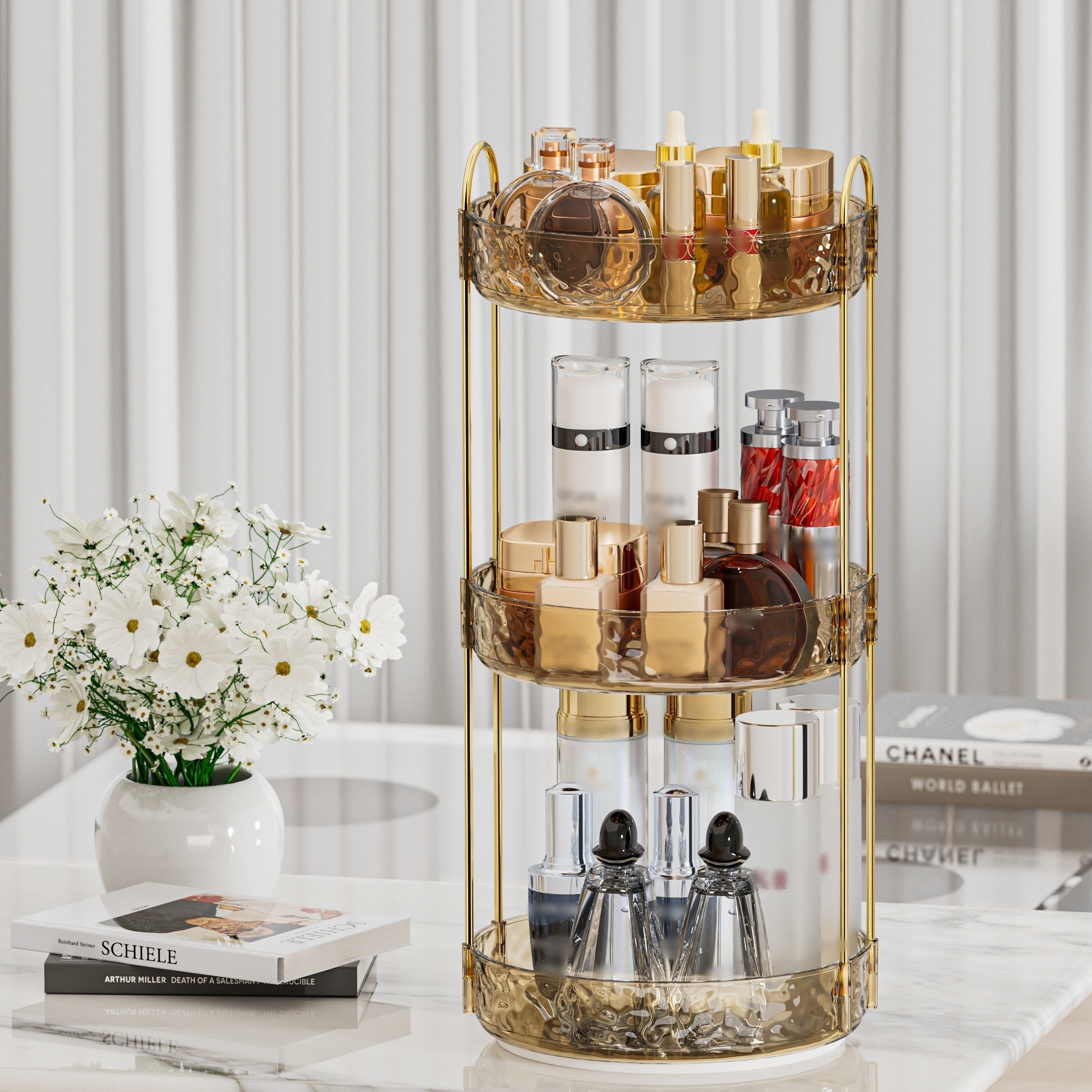 Luxury Multi-layer Rotating  Rack For Cosmetics And Office Supplies