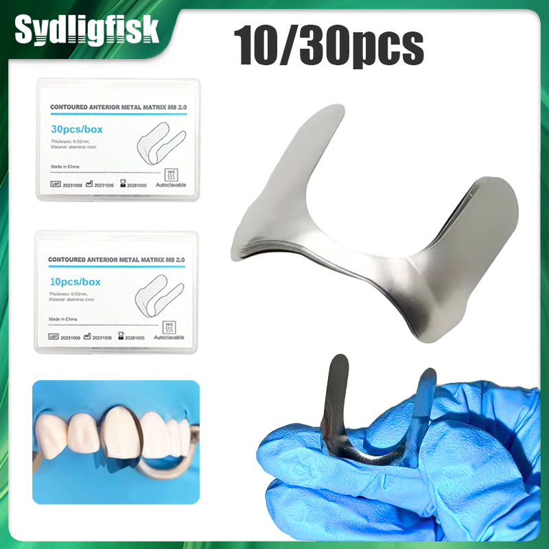 10/30Pcs Dental Matrix Contoured Anterior Matrices Bands Sectional Matrix System Twin Anterior Metal Matrix Dental Materials