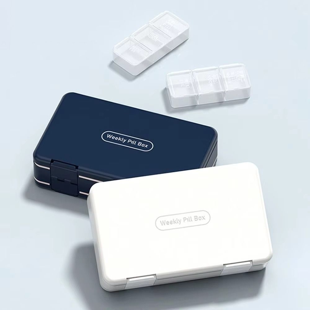 7 Day 24 Grids Weekly Pill Organizer Removable Leak Proof Pill Organizer Box Portable Large Capacity Daily Pill Box