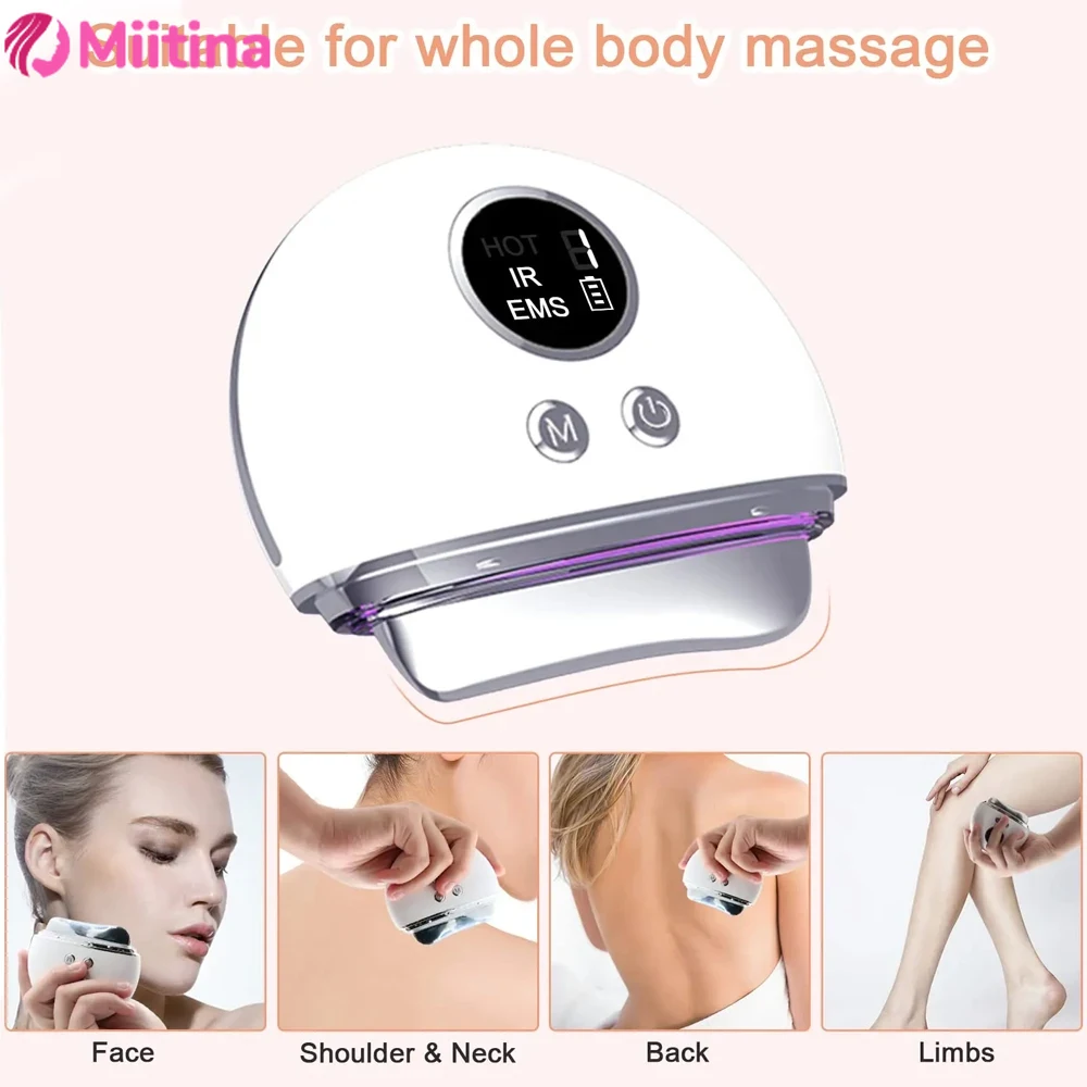 EMS Electric Guasha Scraper Board Body Massage Face Microcurrent Massager Wrinkle Face Lift Device Plate Facial Lifting Firming