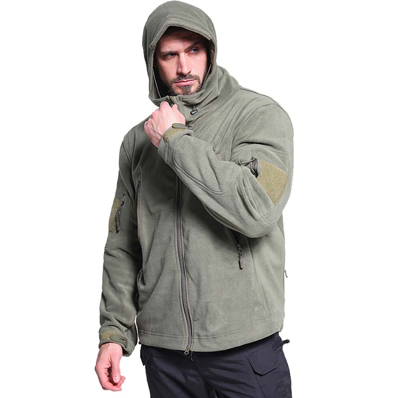Casual Tactical Fleece Jacket Men Clothing Warm Polar Outdoor Hoodie Coat Multi-Pocket Full Zip Sport Hunting Jacket Windbreaker