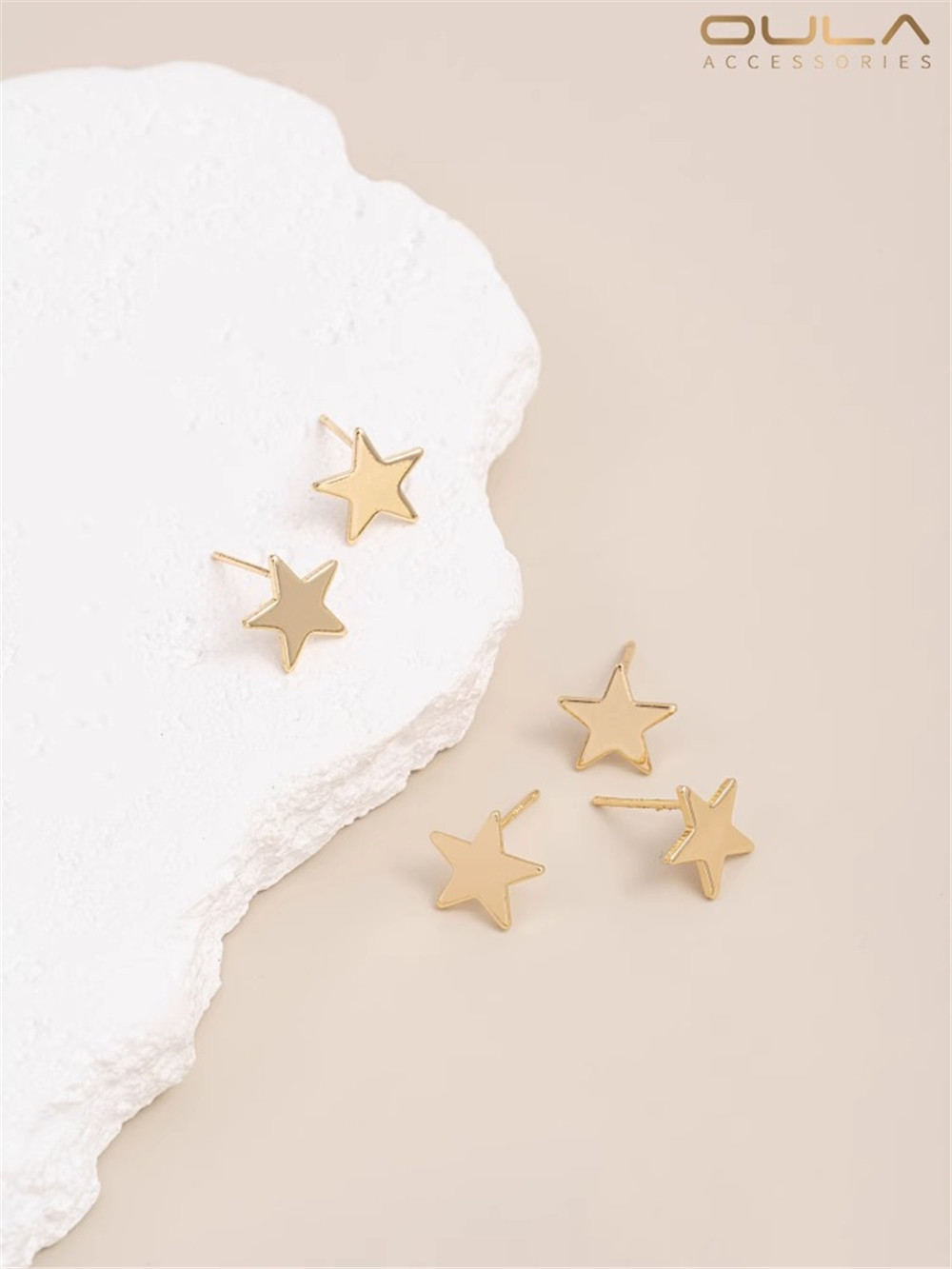 14K Gold Color Five-Pointed Star Earring Components with Hanging Ring 925 Sterling Silver Needles for DIY Handmade Jewelry Makin