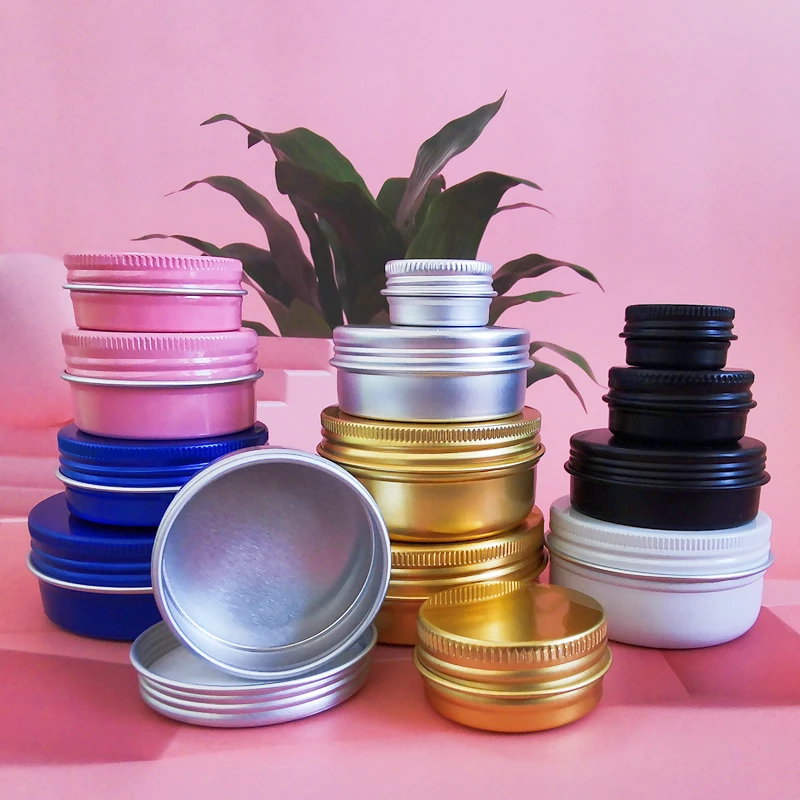 5/10/15/20/30/50/60g Mini Aluminum Box Empty Lids Tin Cans Round Metal Ceam Jar Cosmetic Containers Available in Multiple Colors