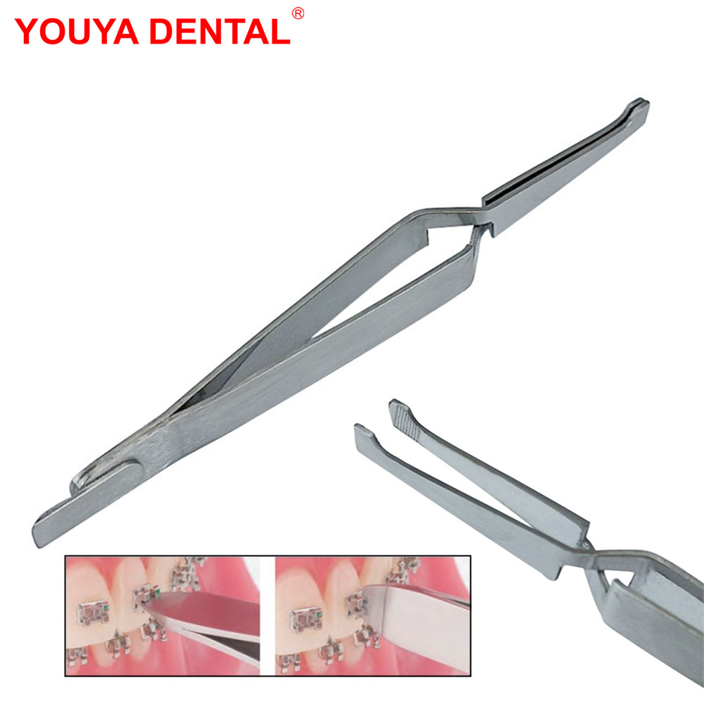 1Pcs Dental Orthodontic Bracket Tweezers Dentistry Stainless Steel Serrated Bonding Holder Orthodontic Instruments Dentist Tools