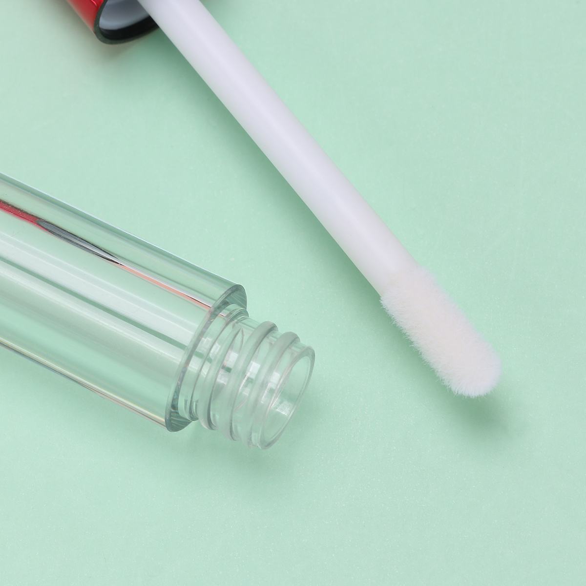 10 Pcs Clear Plastic Lipstick Subpackaging Tubes Red Lid Lip Gloss Empty Tube Refillable Reusable Portable Storage