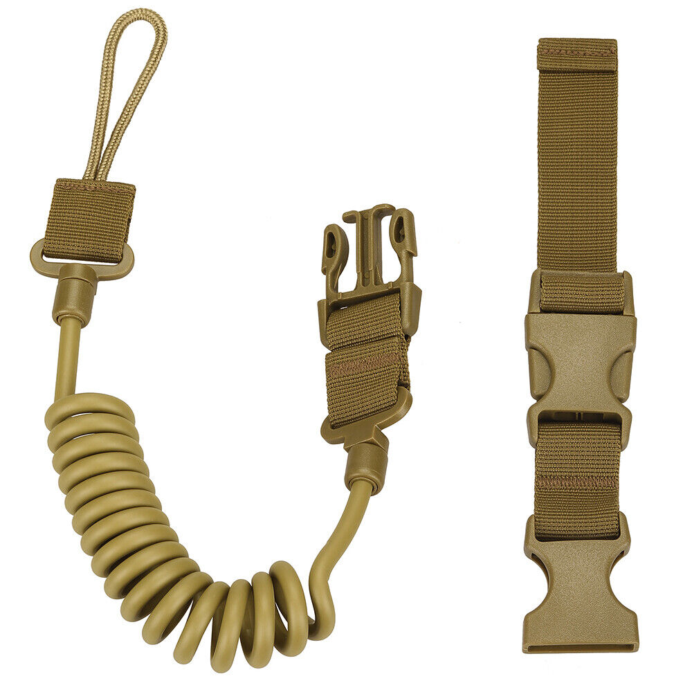 Anti Lost Equipment Swivel Secure Coiled Wire Elastic Strap Tactical Hunting Sling