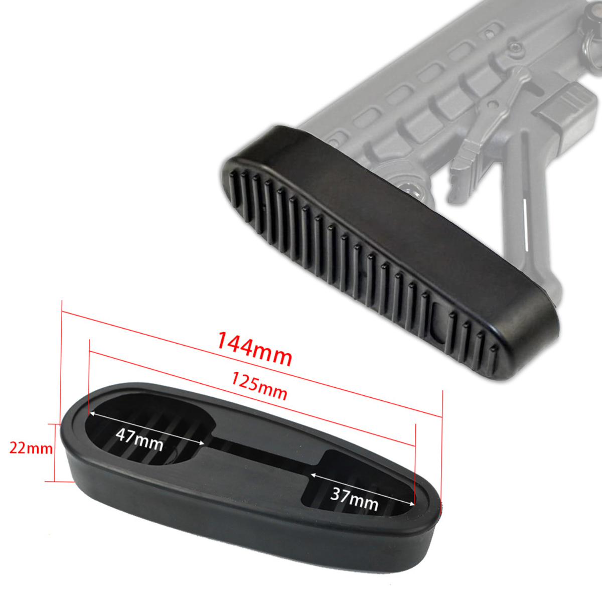 Tactical Rubber Ribbed Slip Combat Anti-slip AR15 M4 AK Stock Buttpad Recoil AK47 AK74 Butt Pad Hunting Accessories