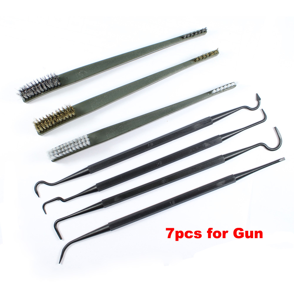 7pcs Outdoor Rifle Cleaning Kit 3pcs Brush 4pcs Pick Set Rifle Pistol Camping Accessories Rifle Cleaning Tool