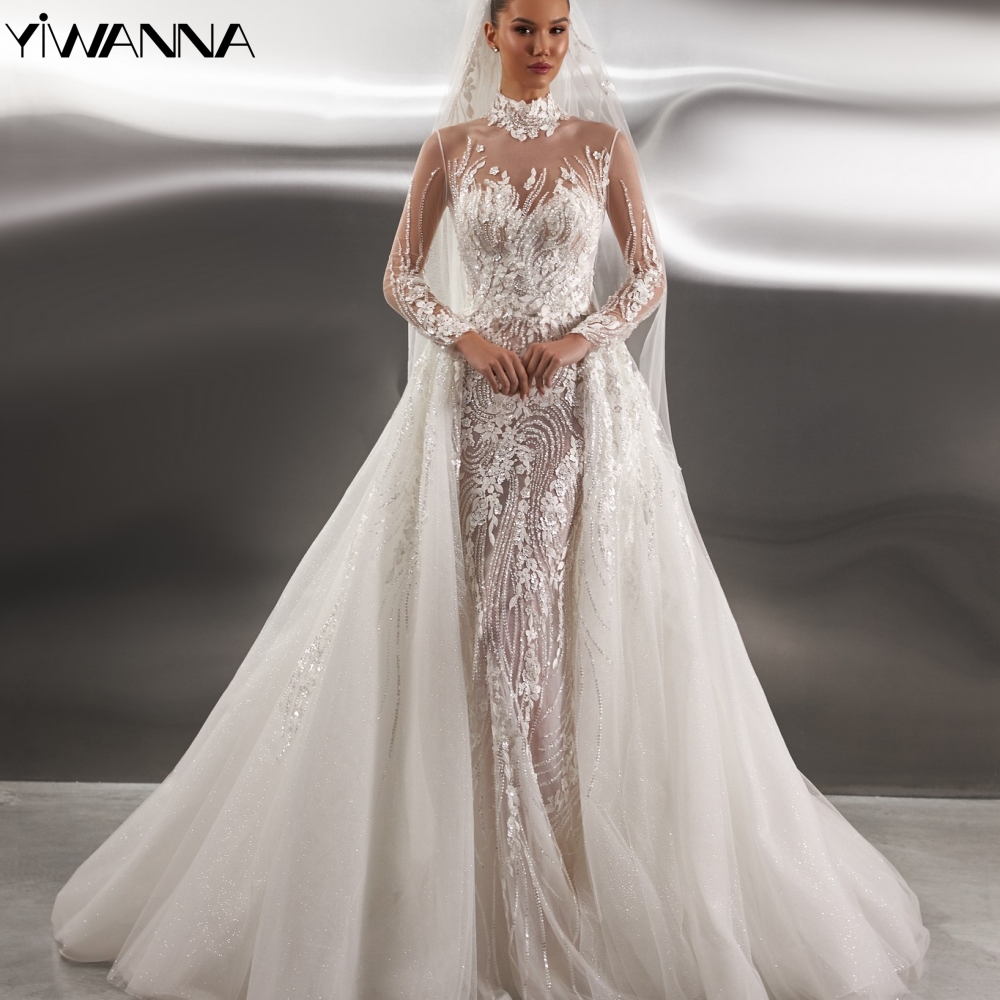 Glitter Sweetheart Neck Bride Robe Exquisite Embroidery Bridal Dress Detachable Train Wedding Gown Customized Vestido De Novia