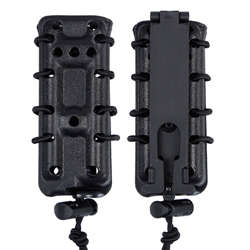 Tactical 9MM Mag Holder with Elastic Cord Quick Release for Molle System / Belt Clip 9mm Magaizne Pouch Storage Hard Case