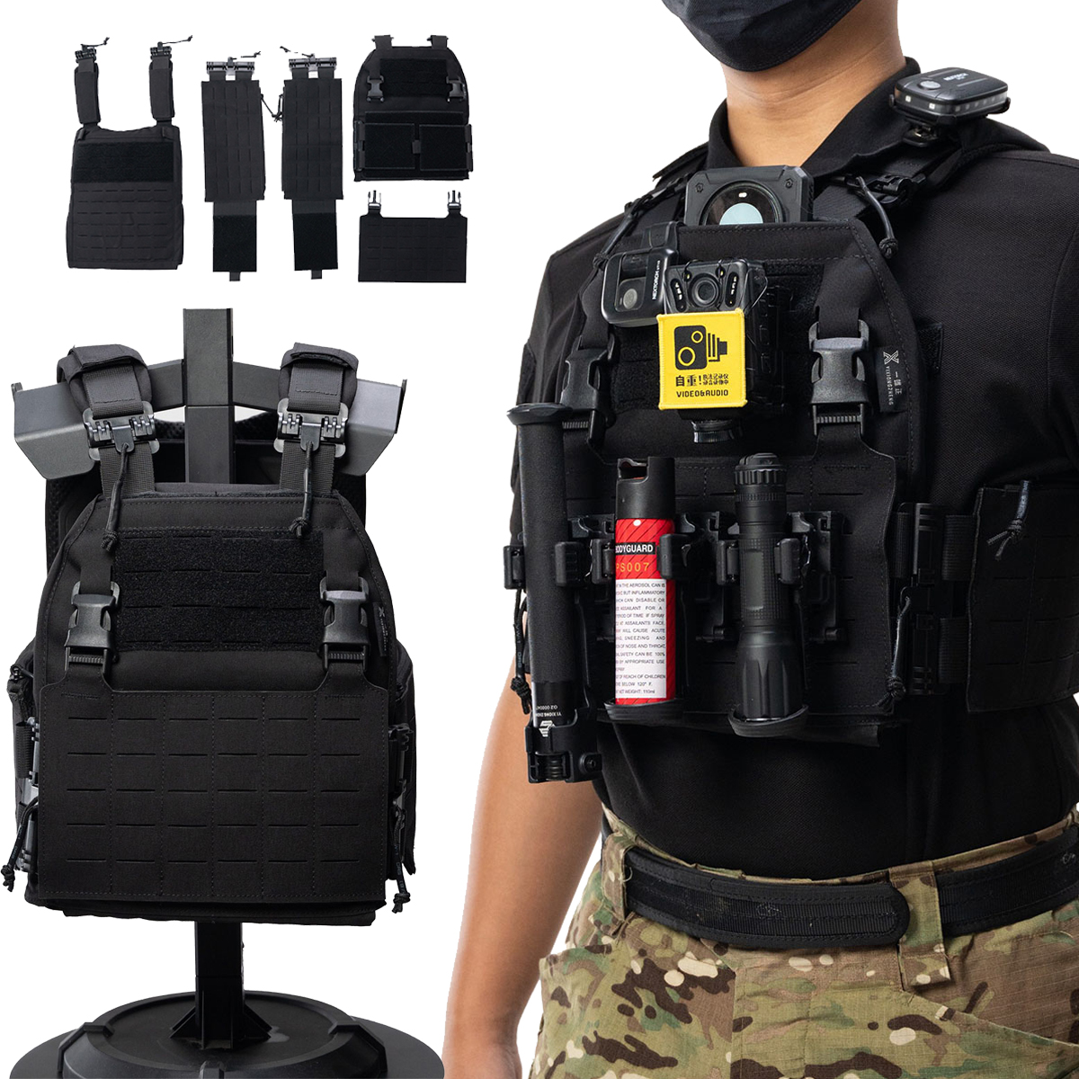 AQzxdc Tactical Vest Lightweight Laser Cutting Vest Quick Release Modular Airsoft Vest for Outdoor Hunting Paintball Shooting