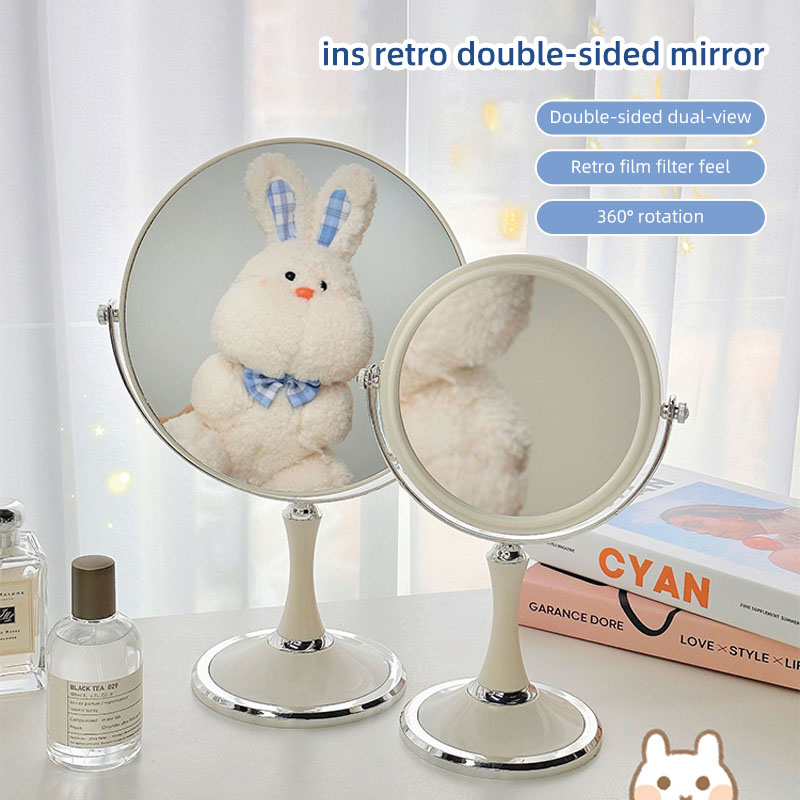 360 degree rotating 6 inch dressing mirror princess mirror 3 times magnification desktop double-sided makeup mirror
